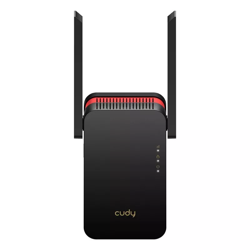 Amplificador de sinal Wi‑Fi Cudy RE3000 2400–5000 MHz, 802.11ax/ac/n/g/b/a, Ethernet 100 Mbps, antena externa, preto/vermelho