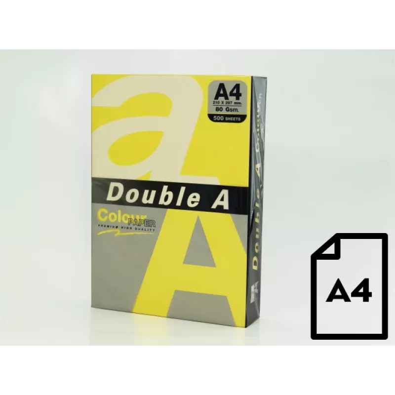 Papel colorido Double A, 80g, A4, 500 folhas, limão