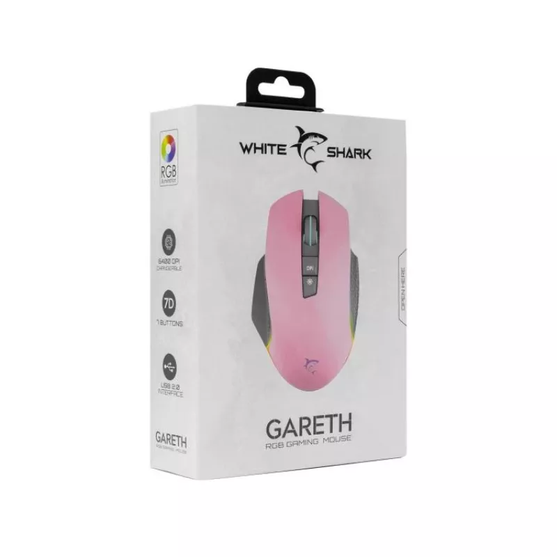 Rato gaming White Shark GARETH Rosa USB Type-A