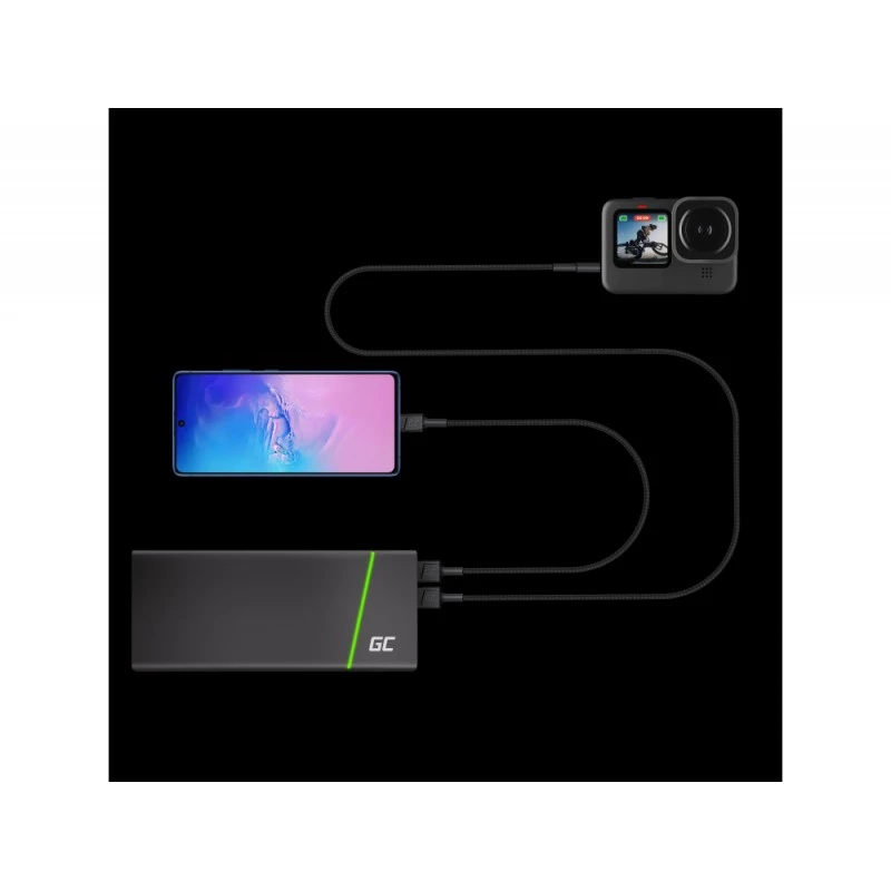 Cabo USB Green Cell KABGC22 USB 2.0 1,2 m USB A USB C preto