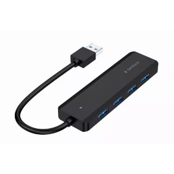 Hub USB Gembird 4 portas USB 3.1 (Gen 1) — 4 portas, USB 3.2 Gen 1 Type-A, 5V/2.1A, 109×30×10 mm, preto