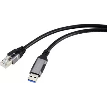 Renkforce Cabo adaptador USB, rede [1x ficha USB 3.2 Gen 1 A (USB 3.0) - 1x ficha RJ45] 1,80 m fichas de alumínio (RF-6055784)