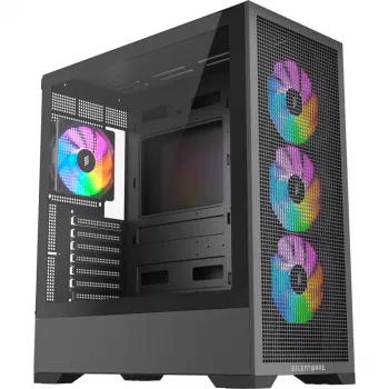 Caixa de PC Silentware Core 100 A-RGB preta — modelo CORE100Schwarz, iluminação A-RGB, formato Mid-Tower