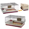 Gaiola Ferplast Krolik 140 Plus para coelhos, Cinzento/Vermelho, L1420×P600×A500 mm, metal/plástico