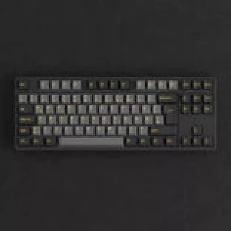 Teclado mecânico gaming AKKO Preto & Dourado 5087S, interruptores Akko V3 Cream Yellow Pro, iluminação RGB