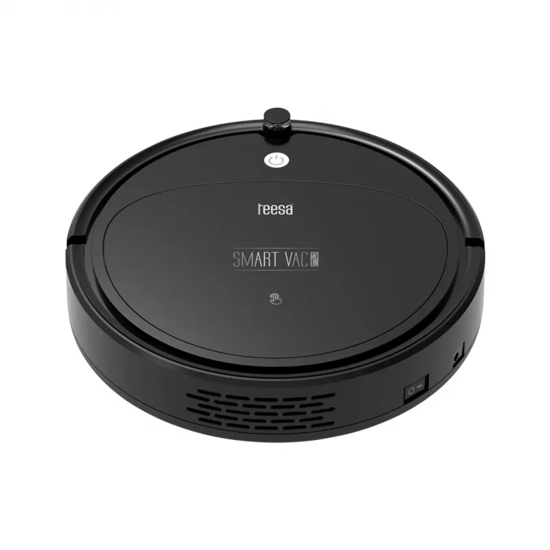Aspirador robô TEESA Smart VAC 2 — redondo, preto, potência de aspiração 1000 Pa, bateria Li 9,6 V/2000 mAh, depósito de pó 0,2 l, WLAN, regresso automático