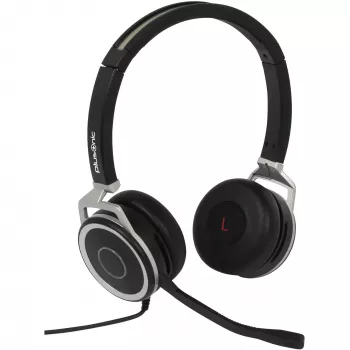 Headset com fios dual para empresas Plusonic 15.2P com portas USB e 3,5 mm, modelo 6208-15.2P