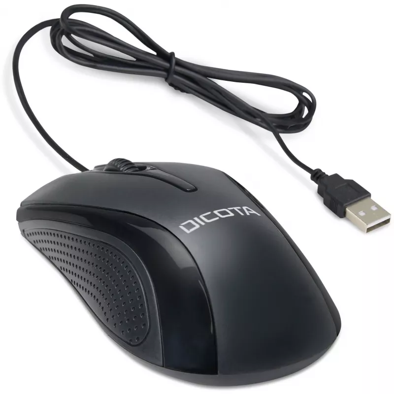 DICOTA - rato - ambidestro - laser - 3 botões - com fio - USB - preto (D32011)