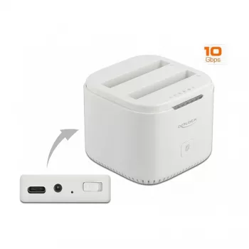 Estação de acoplamento DeLOCK USB Type-C™ 3.2 para 2 x discos/SSD SATA de 2,5 polegadas