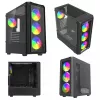 Savio Noctis Glass RGB Cube caixa para PC, ATX/Micro-ATX/Mini-ITX, frente de vidro temperado, ventoinhas RGB, preta