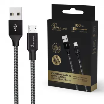 Cabo de carregamento Extralink Smart Life 15W USB-A para microUSB 100 cm PVC 5V 2,4A preto