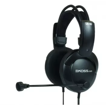 Auscultadores/headset Koss SB40 com fio, arco de cabeça, chamadas/música, preto