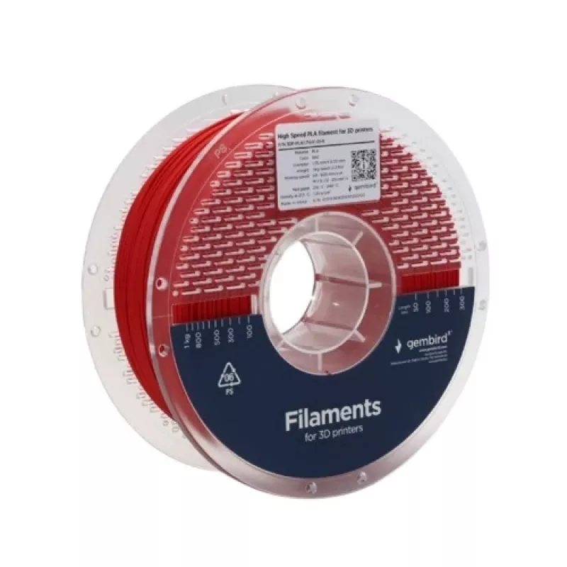 Bobina de filamento Gembird PLA 1,75 mm vermelho 1 kg para impressão 3D