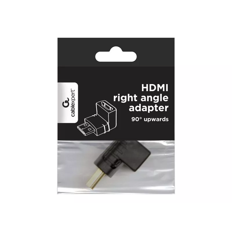 Adaptador HDMI GEMBIRD A-HDMI90-FML, HDMI para HDMI, adaptador em ângulo reto 90°, preto
