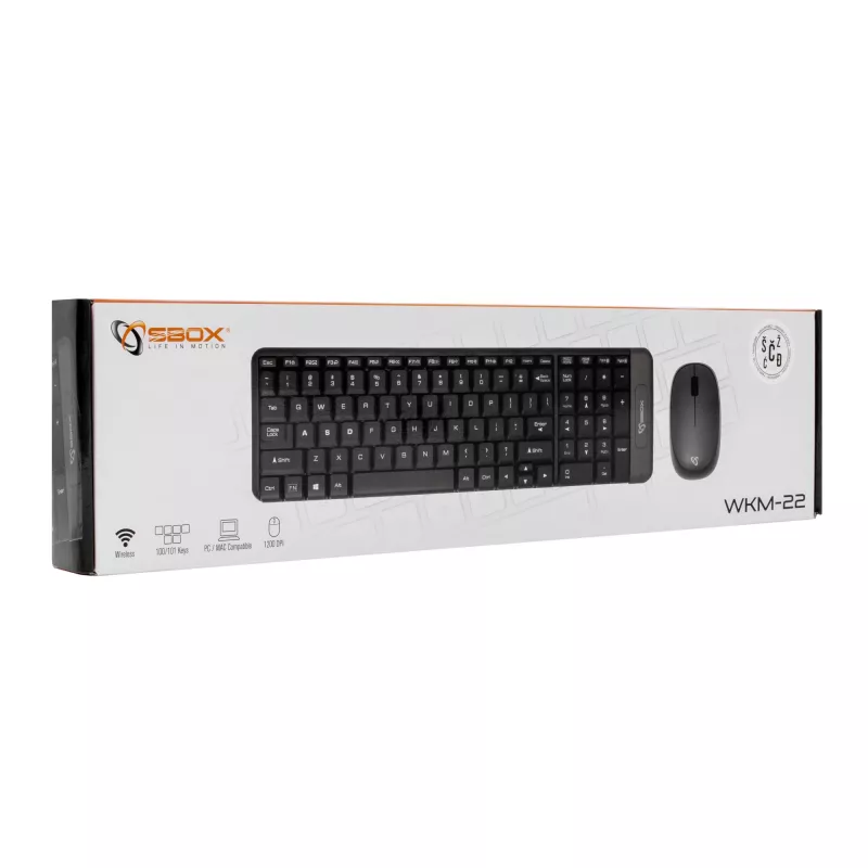 Conjunto de teclado e rato sem fios SBOX WKM-22, layout US