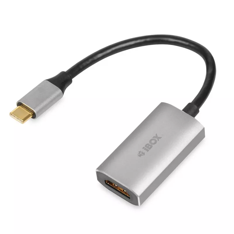 Cabo adaptador IBOX USB-C para HDMI, modelo IACFAK, USB-C (macho) para HDMI (fêmea), 4K 60 Hz, fichas retas, prateado