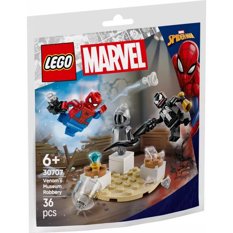 Brinquedo de construção LEGO Venoms Museumsraub conjunto Polybag 30707 – Marvel Super Heroes, pequeno conjunto colecionável