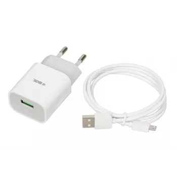Carregador iBOX C-41 USB 2A, 1 porta USB, cabo microUSB, branco
