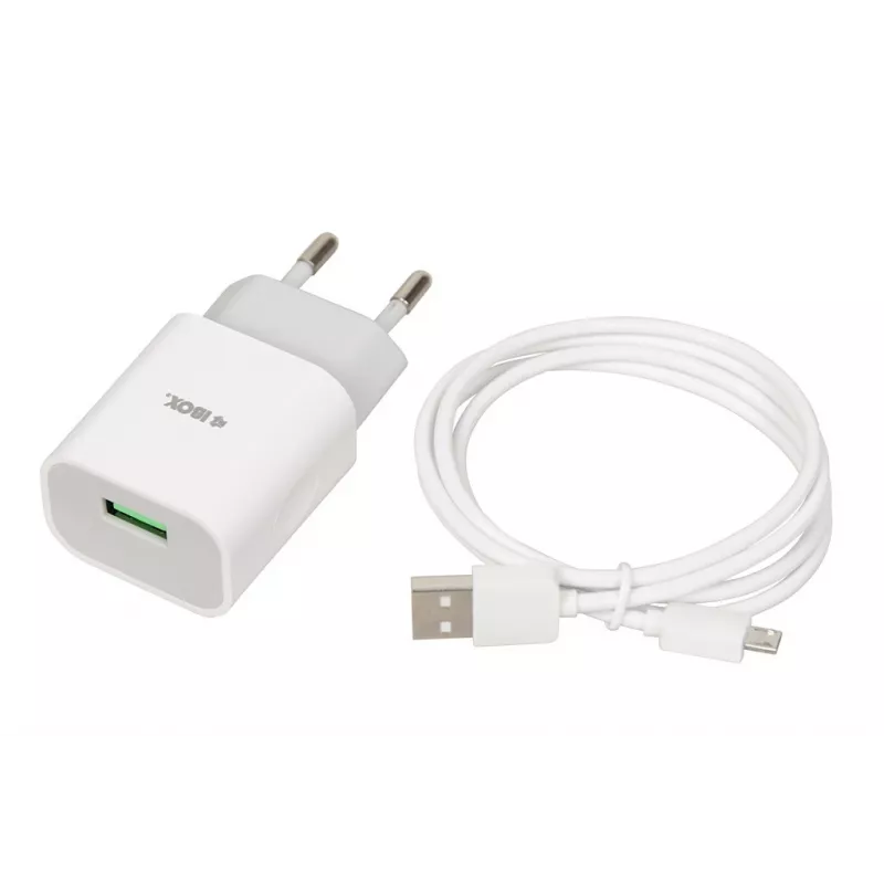 Carregador iBOX C-41 USB 2A, 1 porta USB, cabo microUSB, branco