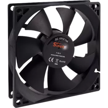 Inter-Tech F-92-S 88885180 ventoinha de caixa, 92 x 92 x 25 mm, 1500 rpm, 24 dB, preta