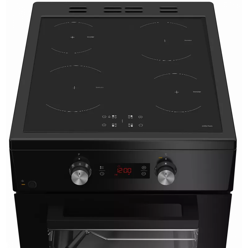 Placa de indução com forno elétrico Beko FSM59305BDT, 60 L, 50 cm de largura, preto, classe de eficiência energética A, indução 4 zonas com boost