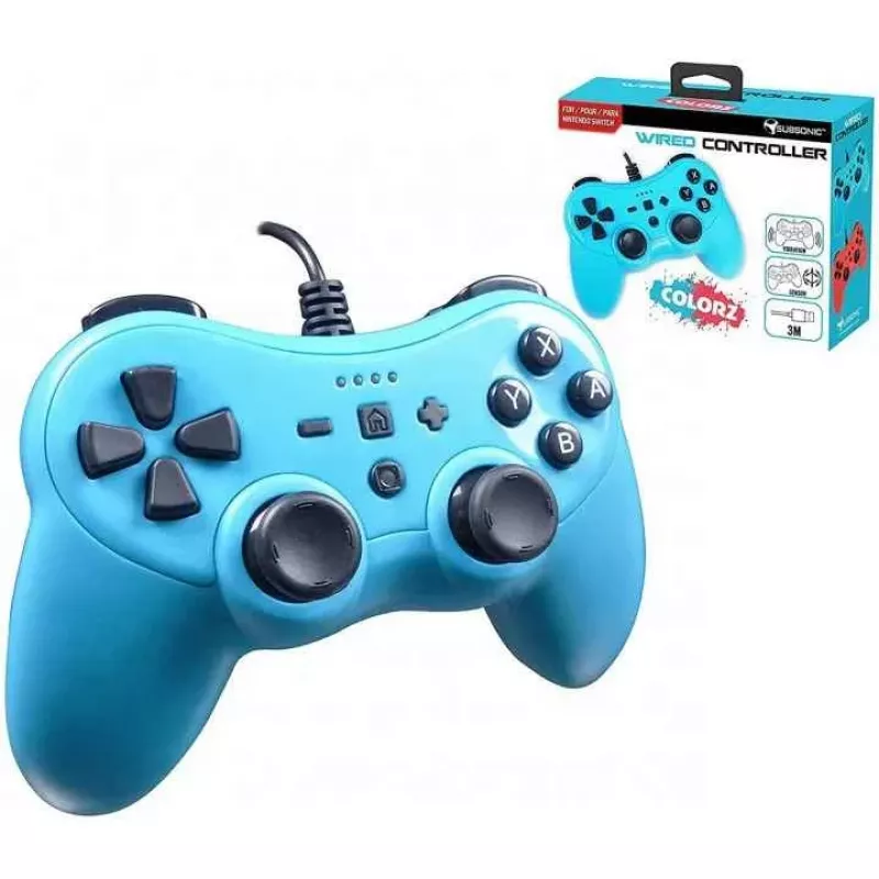 Comando com fios SUBSONIC SA5488-1 Neon Blue — para Nintendo Switch, ligação com fios