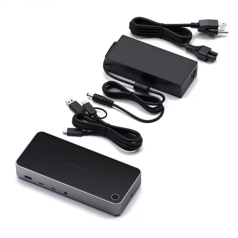 Dock com fios Satechi Triple 4K Display preto prateado 4K Ultra HD 60 Hz