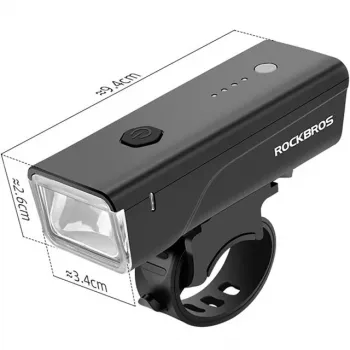 Rockbros luz de bicicleta + cabo USB-C - USB-A 260 lm preto