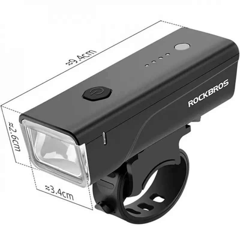 Rockbros luz de bicicleta + cabo USB-C - USB-A 260 lm preto
