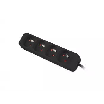 Lanberg, régua de tomadas, PS0-04E-0150-BK distribuidor de energia 4 tomadas AC interior preto (4x, CEE 7/5, 1,50 m)