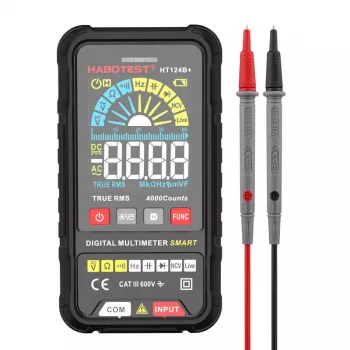 Multímetro digital Habotest HT124B+ — medição de tensão AC/DC e resistência