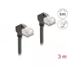 Cabo de rede DeLOCK RJ45 Cat.6A S/FTP fino 90° inclinado para baixo 3m preto