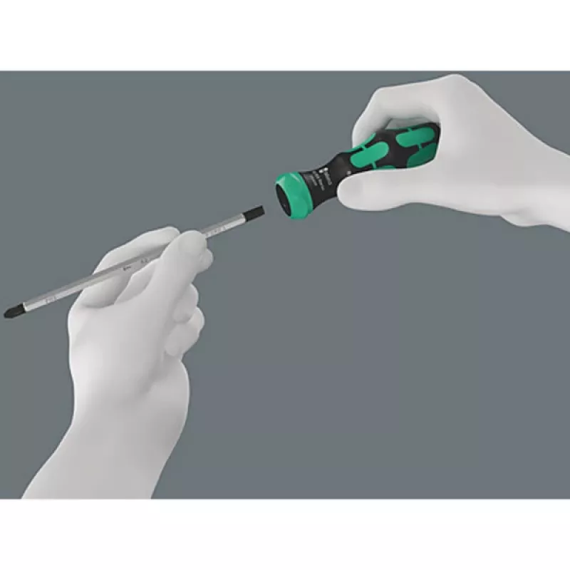 Wera 80 RA Vario 05051495001 cabo de chave de fendas com roquete, 113,5 mm, preto/verde