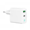Carregador de rede 220V GEMBIRD, universal, 1x USB Type-C PD 20 W, 1x USB-A 3.0 QC 18 W, indicador LED, branco