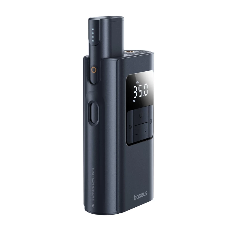Baseus PrimeTrip VA1 compressor de pneus portátil, 75 W, 2 em 1 com lanterna e power bank de 6000 mAh, preto