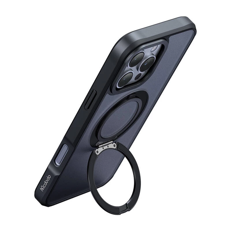 Capa protetora Mcdodo PC-4932 para iPhone 16 Pro com suporte integrado, preto