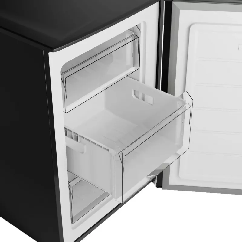 Bomann GS 7253 congelador, 87 l, classe energética C, classe climática SN-T, porta reversível, aspeto de aço inoxidável escuro, preto