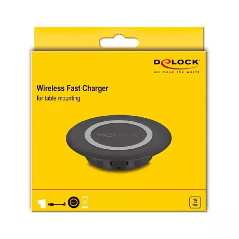 Carregador de interior DeLOCK 66284 smartphone preto USB sem fios