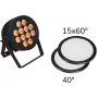 Projetor LED PAR EUROLITE 12x8W QCL 15x60° e 40° com 2 discos difusores