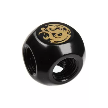 Adaptador Q Bitspower 5x rosca fêmea 1/4 preto mate - adaptador de ligação múltipla G1/4