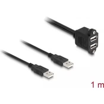 Cabo DeLOCK USB 2.0 2 x USB Type-A macho para 2 x USB Type-A fêmea 1 m preto