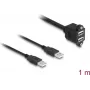 Cabo DeLOCK USB 2.0 2 x USB Type-A macho para 2 x USB Type-A fêmea 1 m preto