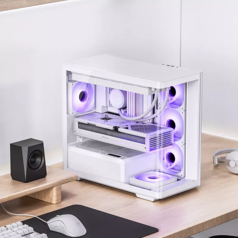 Jonsbo D300 Midi-Tower, 270 graus, vidro temperado - branco