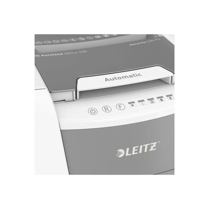 Leitz IQ Autofeed Office 150 destruidora de documentos automática P4, corte em partículas, 22 cm, 4 x 30 mm, 44 L, 350 folhas, 55 dB