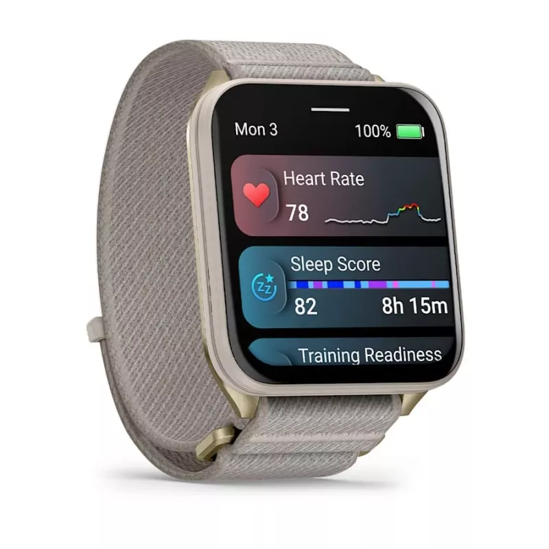 Smartwatch GARMIN Venu X1 — 5,08 cm (2 polegadas) AMOLED 448×486 px, ecrã tátil, Wi‑Fi, GPS, bracelete de nylon, 34 g