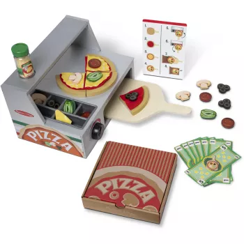 Melissa & Doug Top & Bake Pizza Counter conjunto de brincar em madeira