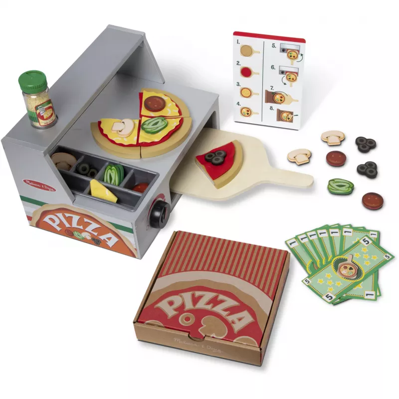 Melissa & Doug Top & Bake Pizza Counter Conjunto de brincar em madeira