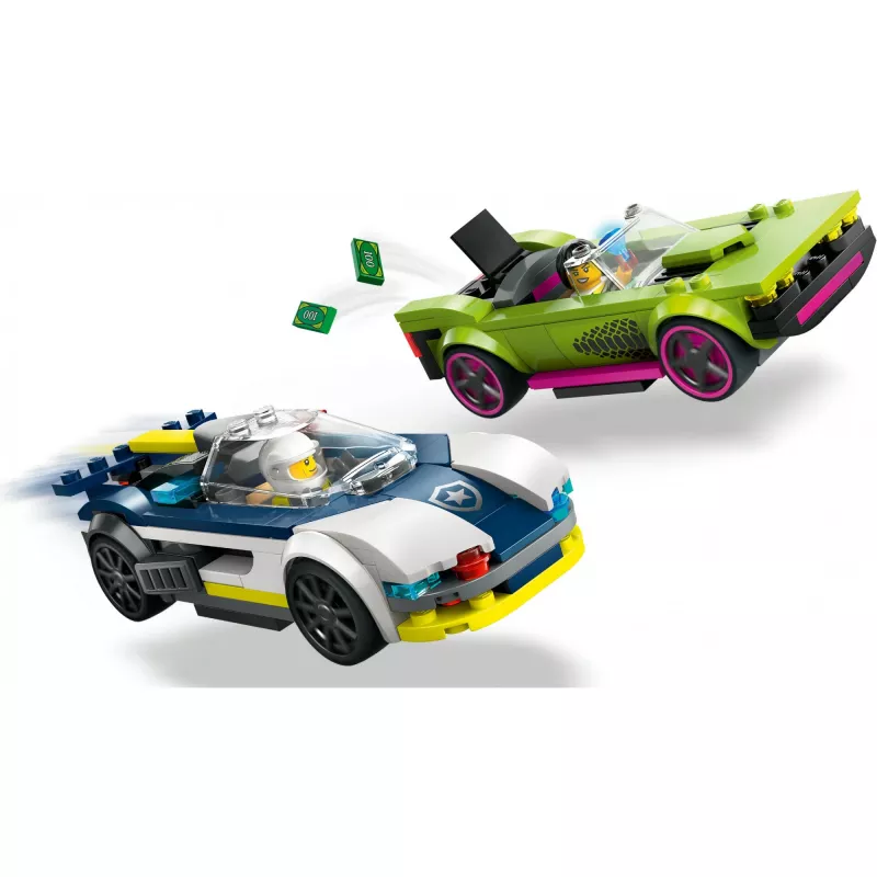 Conjunto de brincar LEGO City 60415 Carro de polícia e perseguição de muscle car — 213 peças, 2 minifiguras, idade 6+