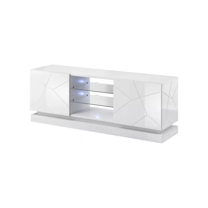 Cama Meble QIU 160 móvel de TV, MDF, branco brilhante