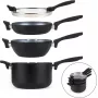 Conjunto de panelas Russell Hobbs RH01840EU7 – 4 peças empilháveis, marmorizado metálico